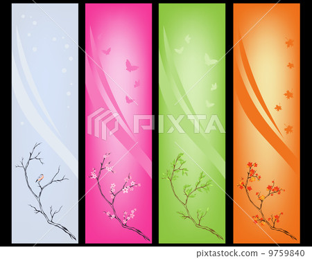 four seasons banners with tree branches and place for your text four seasons banners with tree branches and place for your text 9759840