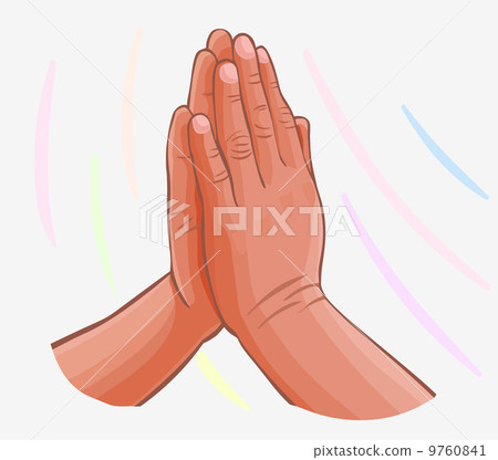 vector Praying Hands isolated on white 9760841