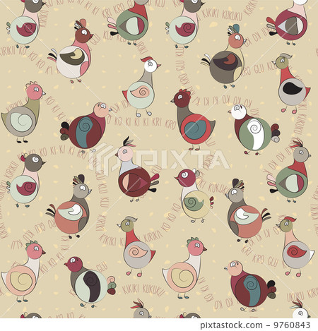 abstract turkey bird, chicken and pigeon 9760843