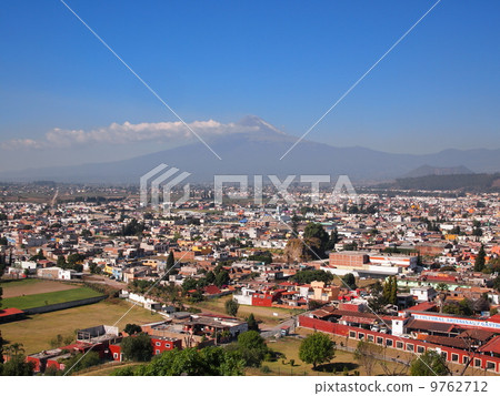 Mexico: View of Popocatepetl from the hill of Cholula Tranchio Arte Petre 9762712