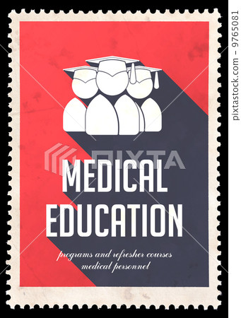 Medical Education on Red in Flat Design. 9765081