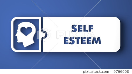 Self Esteem Concept on Blue in Flat Design. 9766008