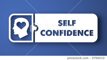 Self Confidence on Blue Background in Flat Design. 9766010
