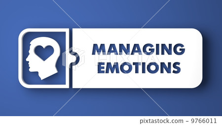 Managing Emotions on Blue in Flat Design Style. 9766011