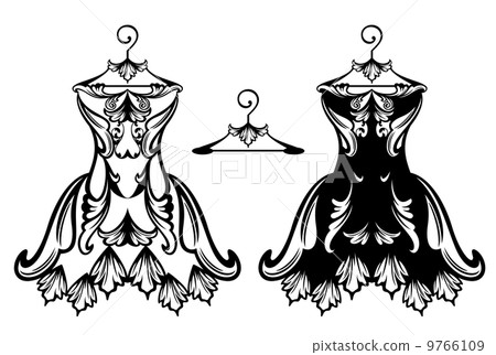 beautiful ornate dress vector design - black and white collection 9766109