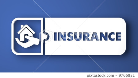 Insurance Concept on Blue in Flat Design Style. Insurance Concept on Blue in Flat Design Style. 9766881