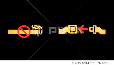 安全帶和抽煙的標誌飛機 安全帶和抽煙的標誌飛機 9766882