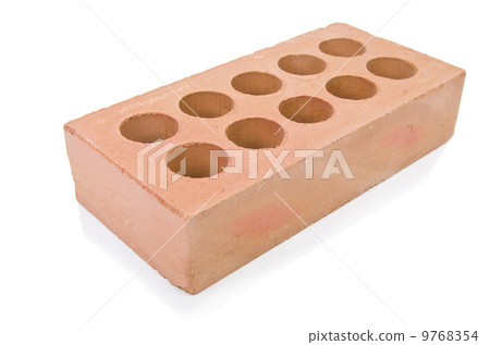 Stack of clay bricks isolated on white Stack of clay bricks isolated on white 9768354