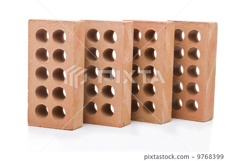 Stack of clay bricks isolated on white Stack of clay bricks isolated on white 9768399