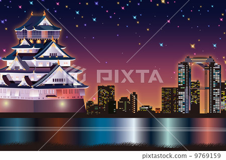大阪夜視圖圖像例證 9769159
