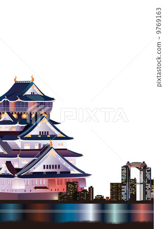 Osaka night view image illustration 9769163