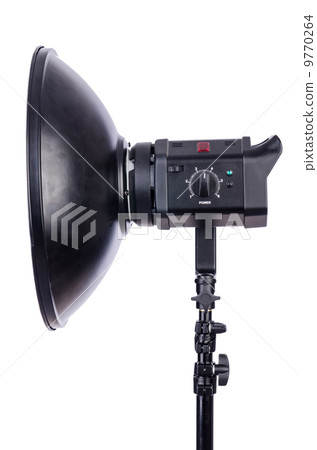 Studio light stand isolated on the white 9770264