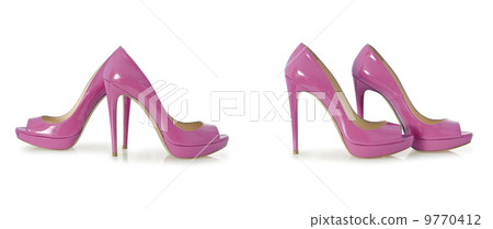 Set of woman shoes isolated on the white 9770412