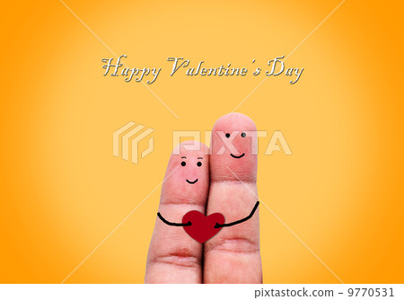 Happy couple in love with kiss and hugging 9770531