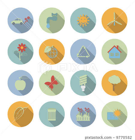 Ecology vector flat icons set 9770582