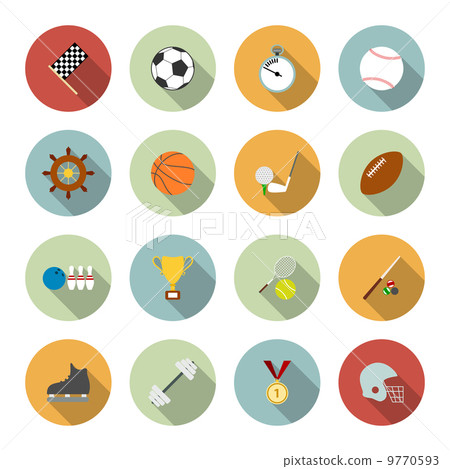 Set of vector sport icons in flat design Set of vector sport icons in flat design 9770593