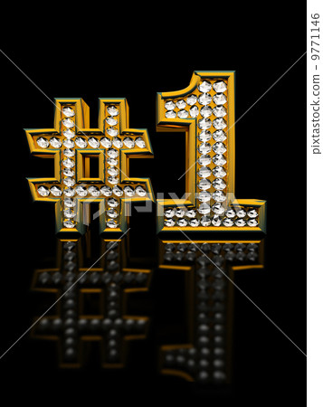 Modern numeral one isolated on black background 9771146
