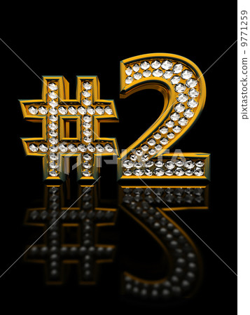Modern numeral two isolated on black background 9771259