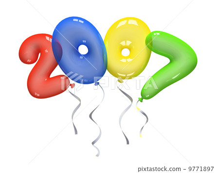 Colour air balloons 2007 on white background 9771897