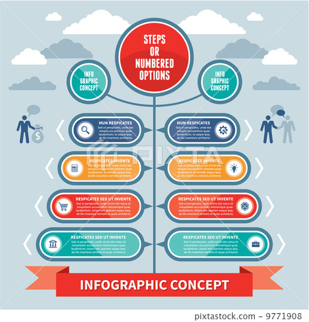 Infographics Concept - Steps or Numbered Options - Vector Scheme Infographics Concept - Steps or Numbered Options - Vector Scheme 9771908