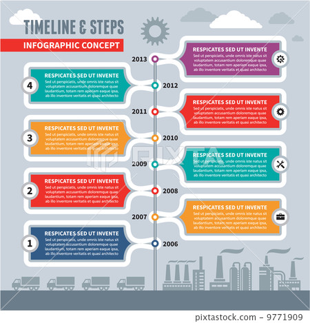Info graphic Vector Concept - Time Line & Steps for industrial factory & business illustration - ban 9771909