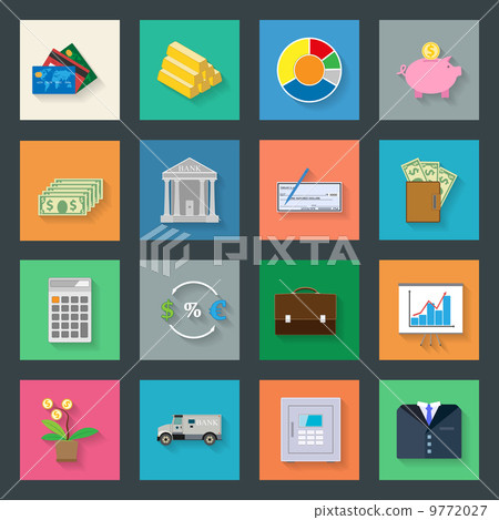 Finance flat icons set - Stock Illustration [9772027] - PIXTA
