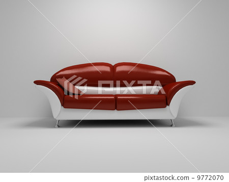 Red sofa on white background 9772070