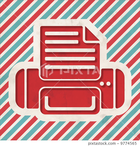 Printer Icon on Striped Background. Printer Icon on Striped Background. 9774565