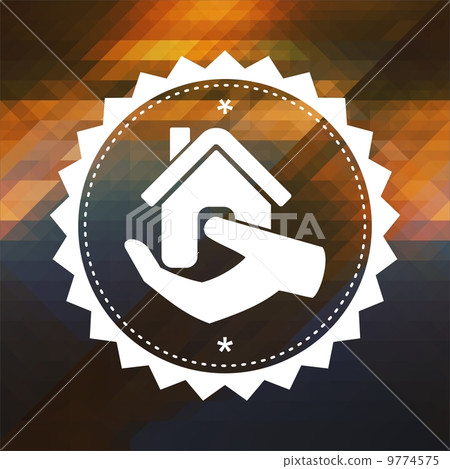 Home in Hand Icon on Triangle Background. 9774575
