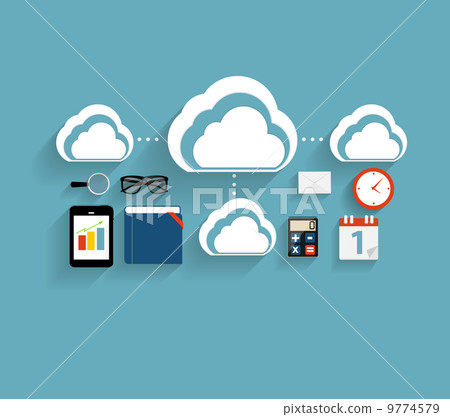 Cloud Computing Concept on Different Electronic Devices. Vector  9774579