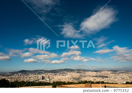 Spanish landscape photo of Barcelona town view 9775352