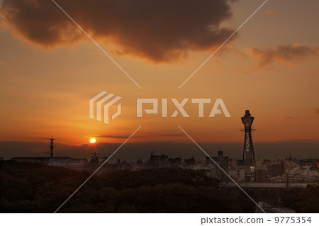 Sunset and Tsutenkaku Sunset and Tsutenkaku 9775354