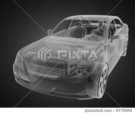 transparent car concept with driver 9779009