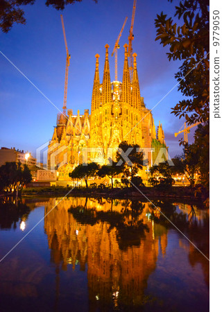 Sagrada Familia Light Up Spain landscape photo material 9779050