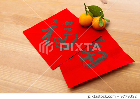 Chinese new year calligraphy, word meaning is good luck 9779352