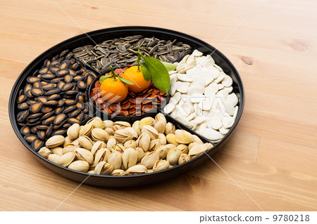Chinese new year snack box and citrus fruit 9780218