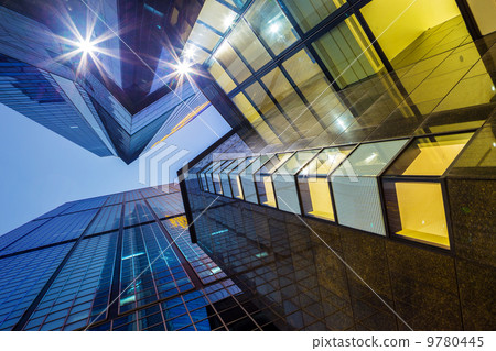 Low angle shot for modern building at night 9780445