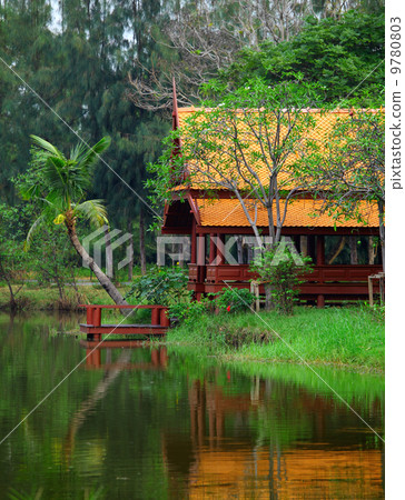 Thai style pavilion with lake Thai style pavilion with lake 9780803
