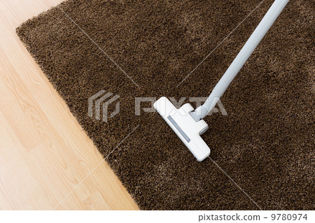 Head of modern vacuum cleaner on carpet 9780974