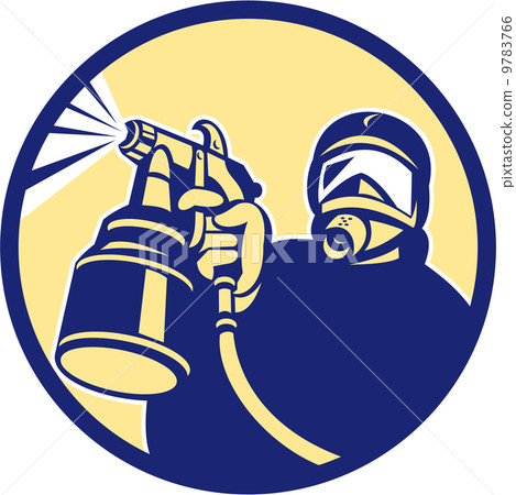 Spray Paint Gun Painter Spraying Retro Spray Paint Gun Painter Spraying Retro 9783766