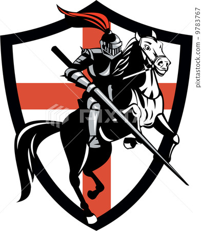 English Knight Riding Horse England Flag Retro 9783767