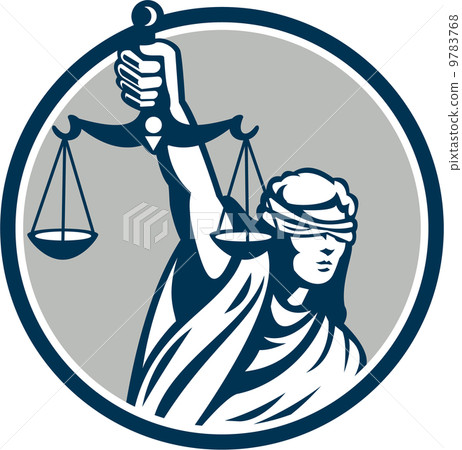 Lady Blindfolded Holding Scales Justice Front Retro Lady Blindfolded Holding Scales Justice Front Retro 9783768