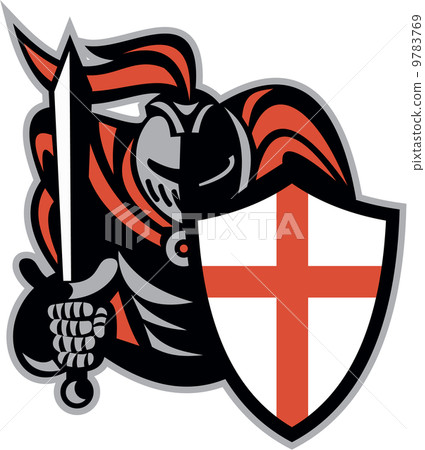 English Knight With Sword England Shield Retro English Knight With Sword England Shield Retro 9783769