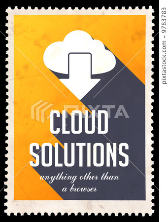 Cloud Solutions on Yellow in Flat Design. 9783783