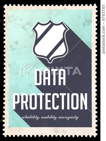 Data Protection Concept on Blue in Flat Design. 9783785