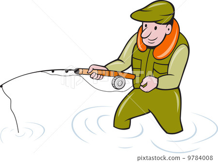 Fly Fisherman With Fishing Rod Fishing Fly Fisherman With Fishing Rod Fishing 9784008
