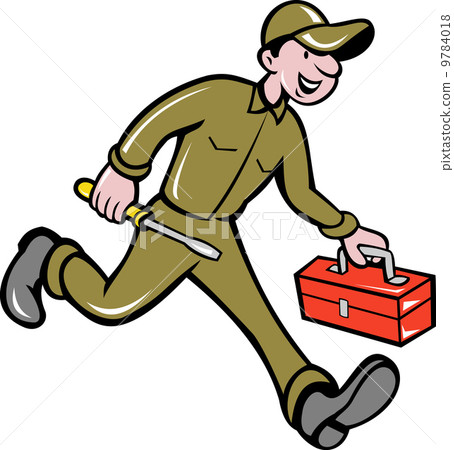 mechanic with screw driver and toolbox mechanic with screw driver and toolbox 9784018