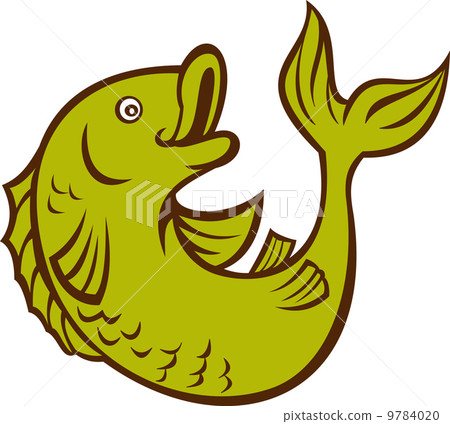 cartoon fish jumping side 9784020
