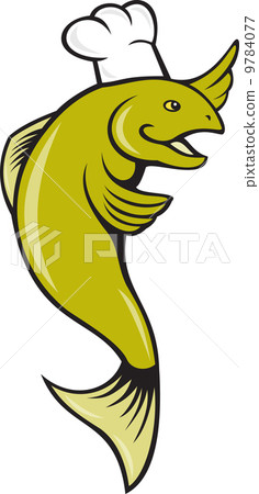 Cartoon Chef Baker Cook Trout Fish 9784077