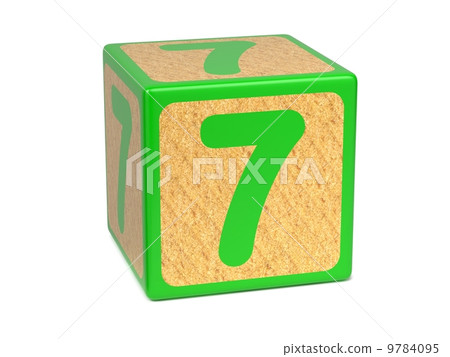 Number 7 - Childrens Alphabet Block. 9784095